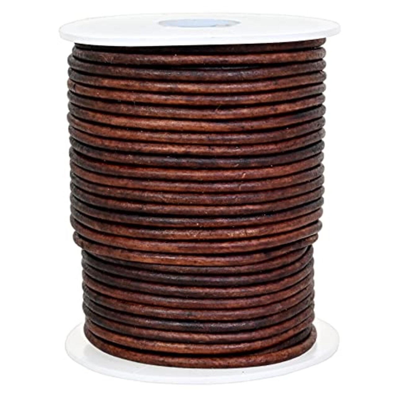 Real/Genuine Round Leather String Cord for Necklace, Bracelets, Jewellery, Braiding (2mm, Antique Brown Distressed)